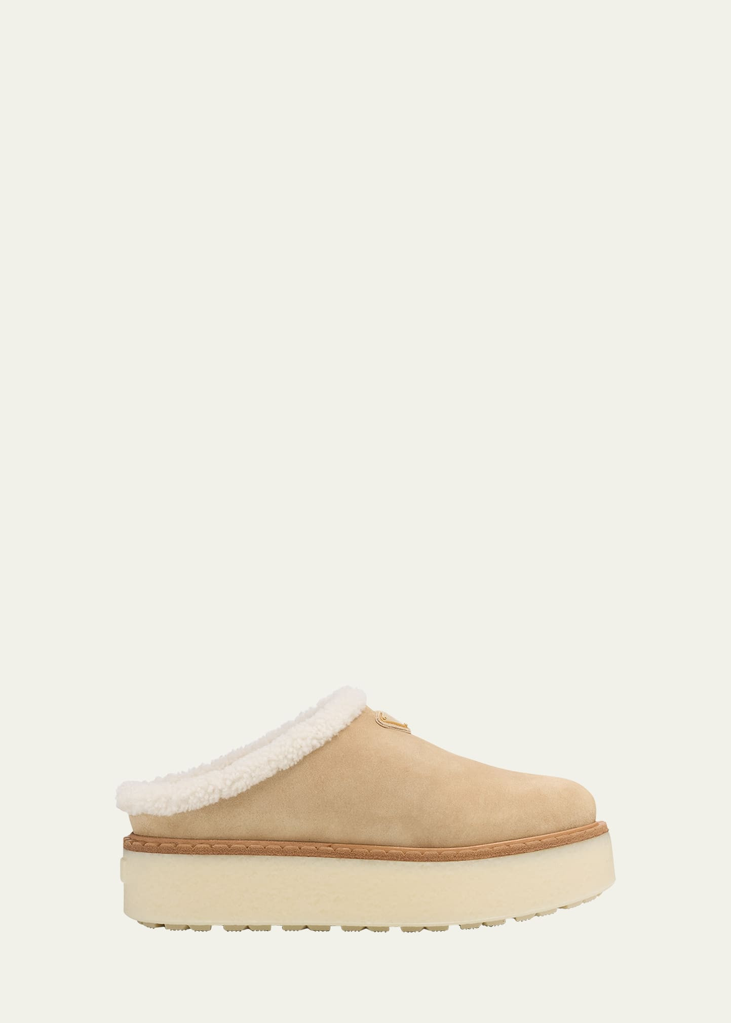 Prada Suede Shearling Cozy Platform Mules | Bergdorf Goodman