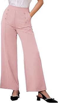 Belle Poque Women's Casual High Waisted Straight Leg Pants Stretch Wide Leg Long Work Trousers wi... | Amazon (US)