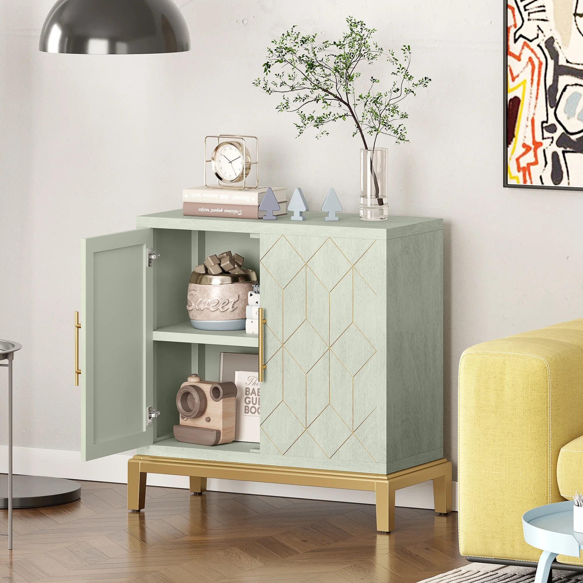 Accent Storage Cabinet with 2 Doors, Decorative Display Organizer Console Cabinet with Wooden Fra... | Walmart (US)