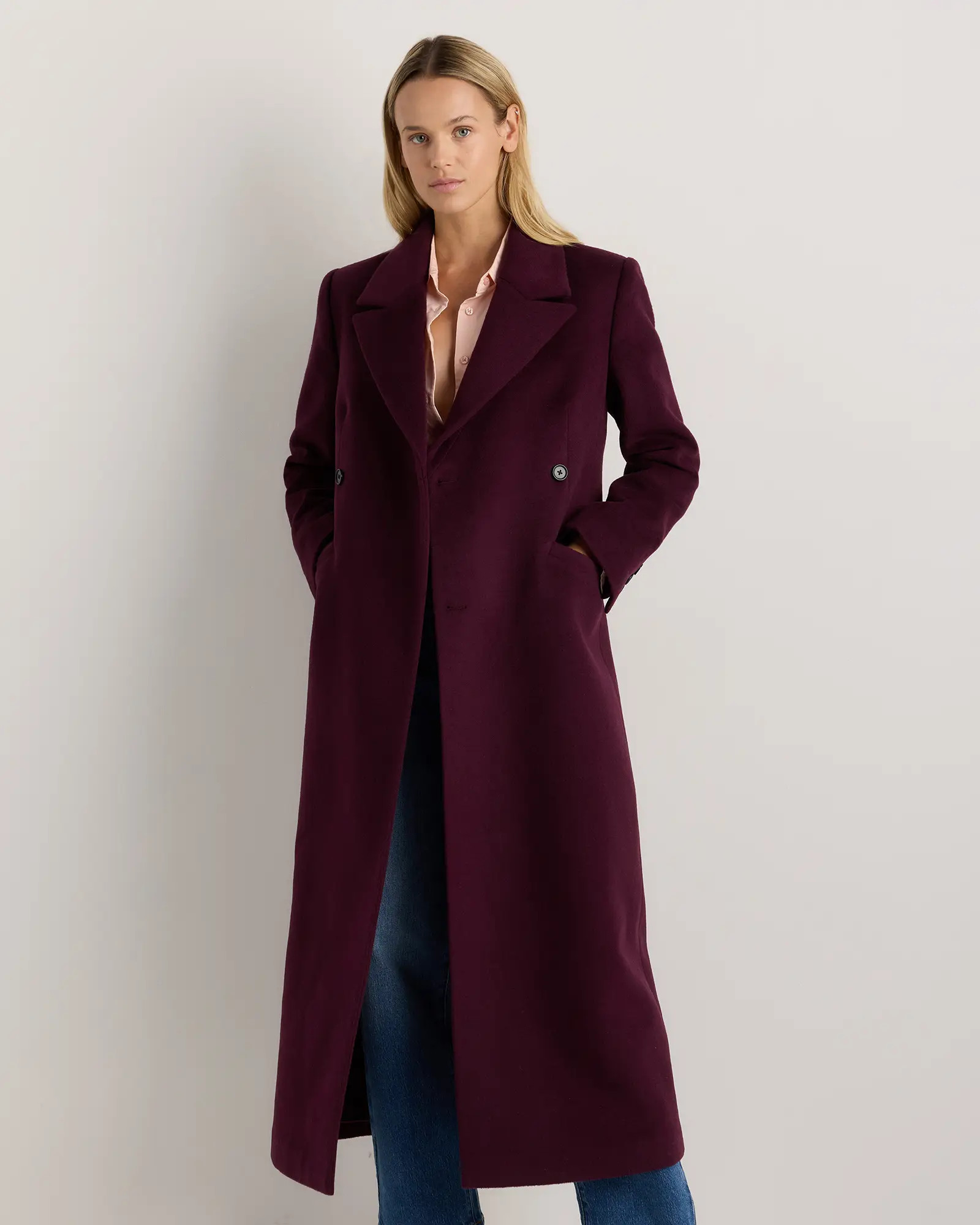 Wool Cashmere Tailored Coat in Winetasting | Quince