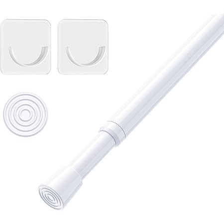 White Tension Curtain Rod for Windows 28 to 48 inch, Adjustable Expandable Pressure Spring Curtai... | Amazon (US)