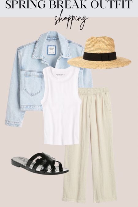 I have most of these pieces:
Denim jacket in small tts
White tank in small tts
Linen pants in XS tts
Sam Edelman Waterproof sandals tts
Straw hat
Vacation outfits, beach, spring break

#LTKunder50 #LTKtravel #LTKSeasonal