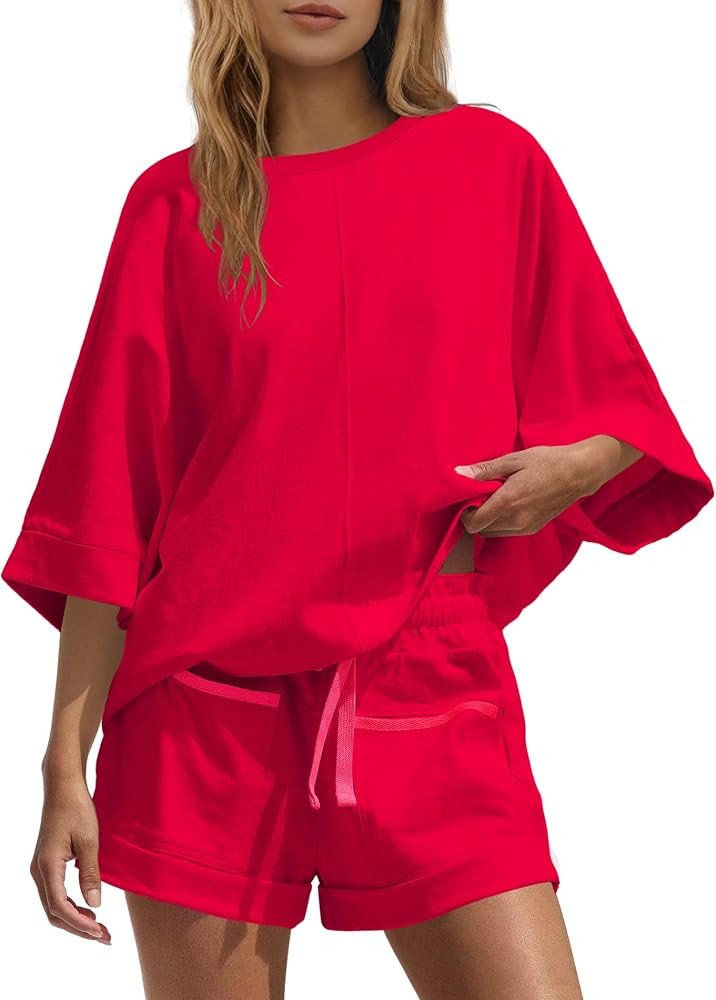Panadila Women Oversized Summer Lounge Set 2 Piece Top and Shorts | Amazon (US)