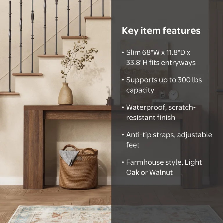 Hearthlight Home 71" Long Console Table, Wood Farmhouse Entryway Table for Living Room,Narrow Sof... | Walmart (US)