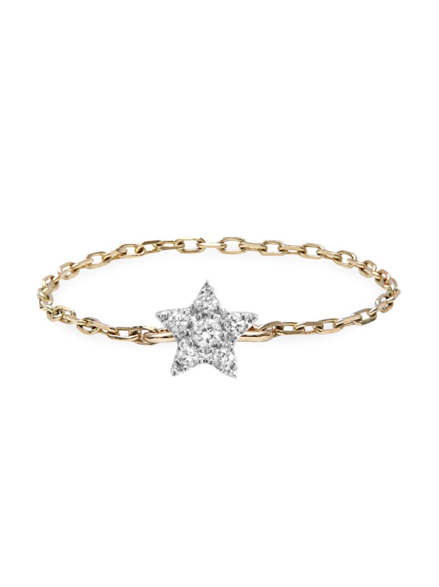 Magic Touch 18K Yellow Gold & Diamond Star Chain Ring | Saks Fifth Avenue