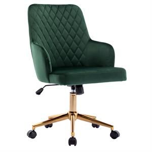 Duhome Velvet Adjustable Upholstered Home Office Chair with Arms Green | Cymax