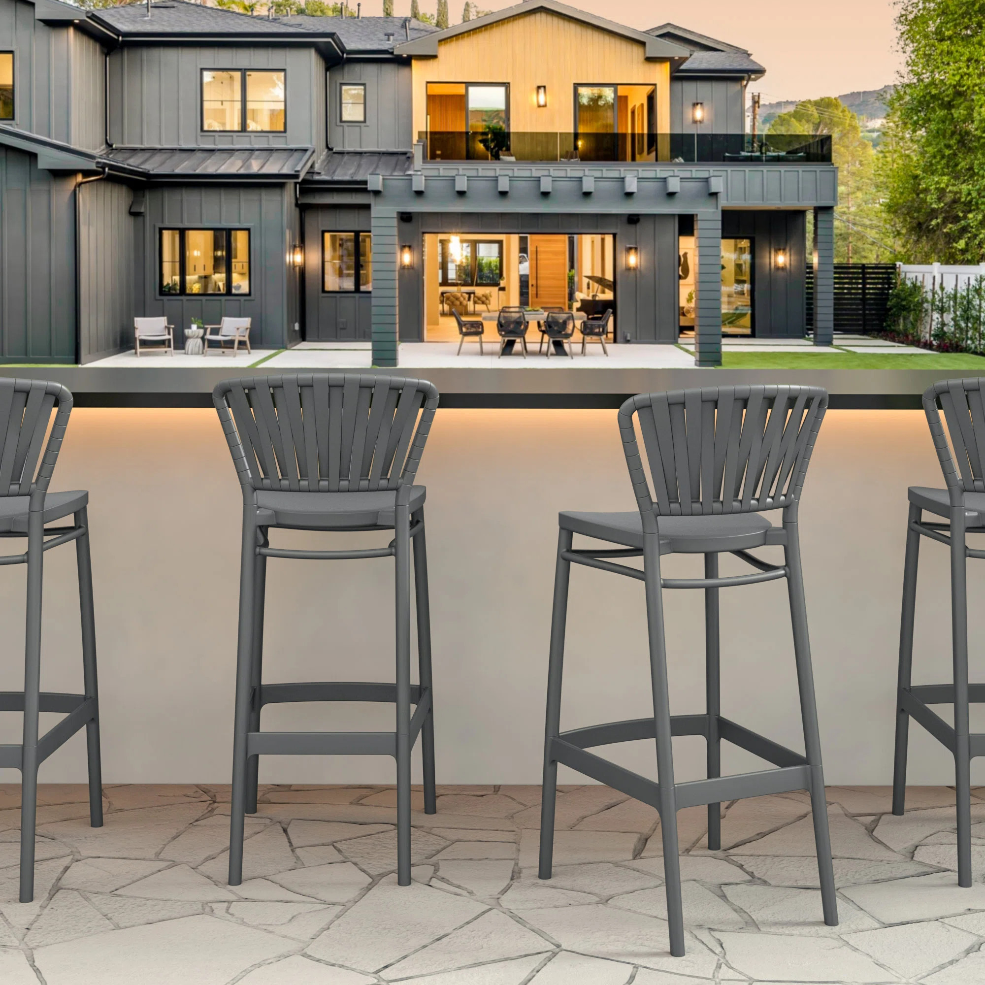 Newport Outdoor Barstool (Set of 2) | AllModern
