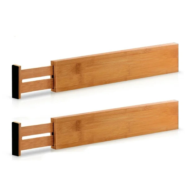 Bamboo Adjustable Drawer Dividers - Expandable Utensil Organizer Separators for Kitchen, Dresser,... | Walmart (US)