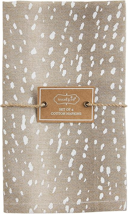 Mud Pie Animal Print Cloth Napkin Set, Fawn, 18" x 18" | Amazon (US)