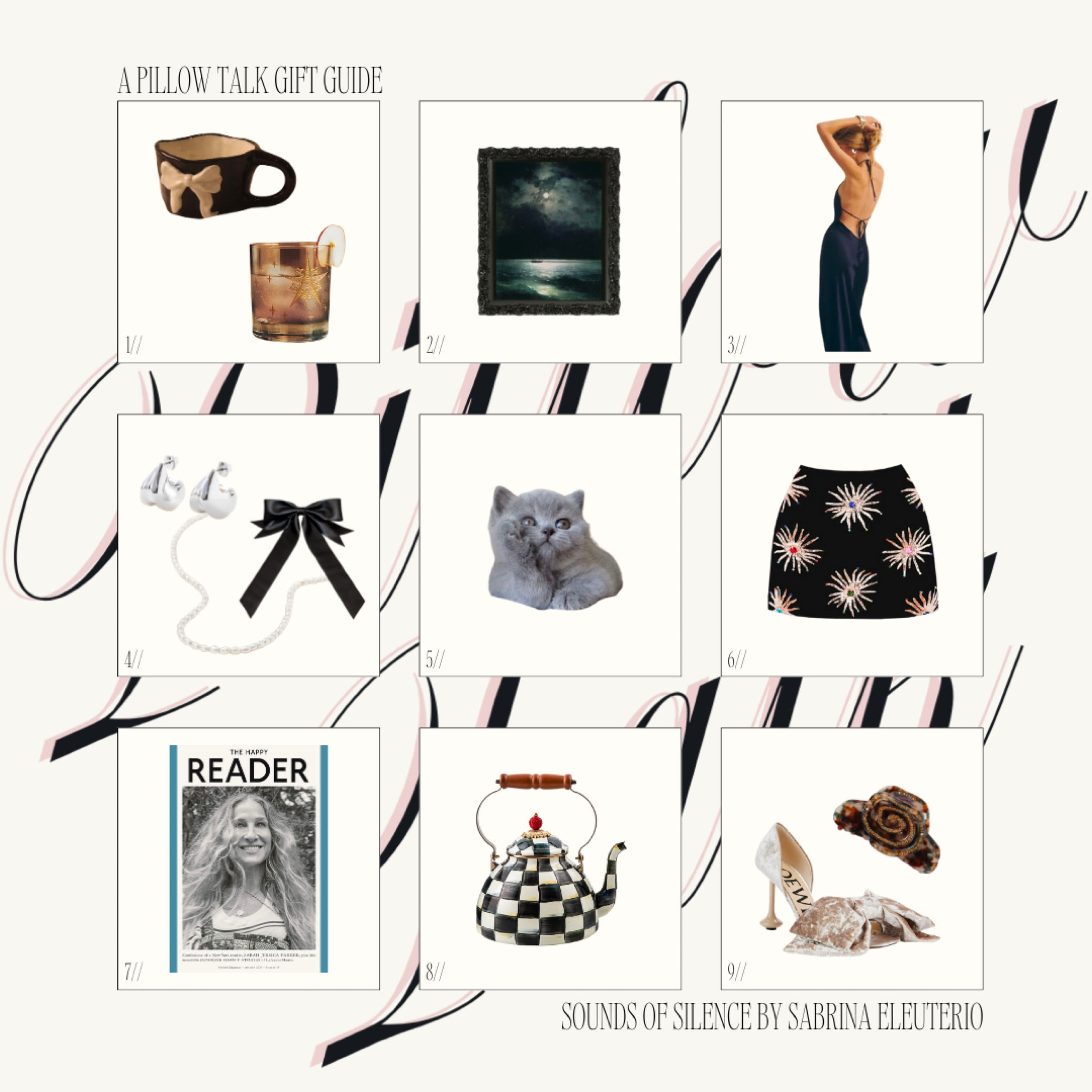 A gift guide inspired by my debut romance novel, Sounds of Silence 🕊️.

For any missing links, head to my free newsletter on Substack 💋.

#LTKGiftGuide #LTKfindsunder50 #LTKHoliday