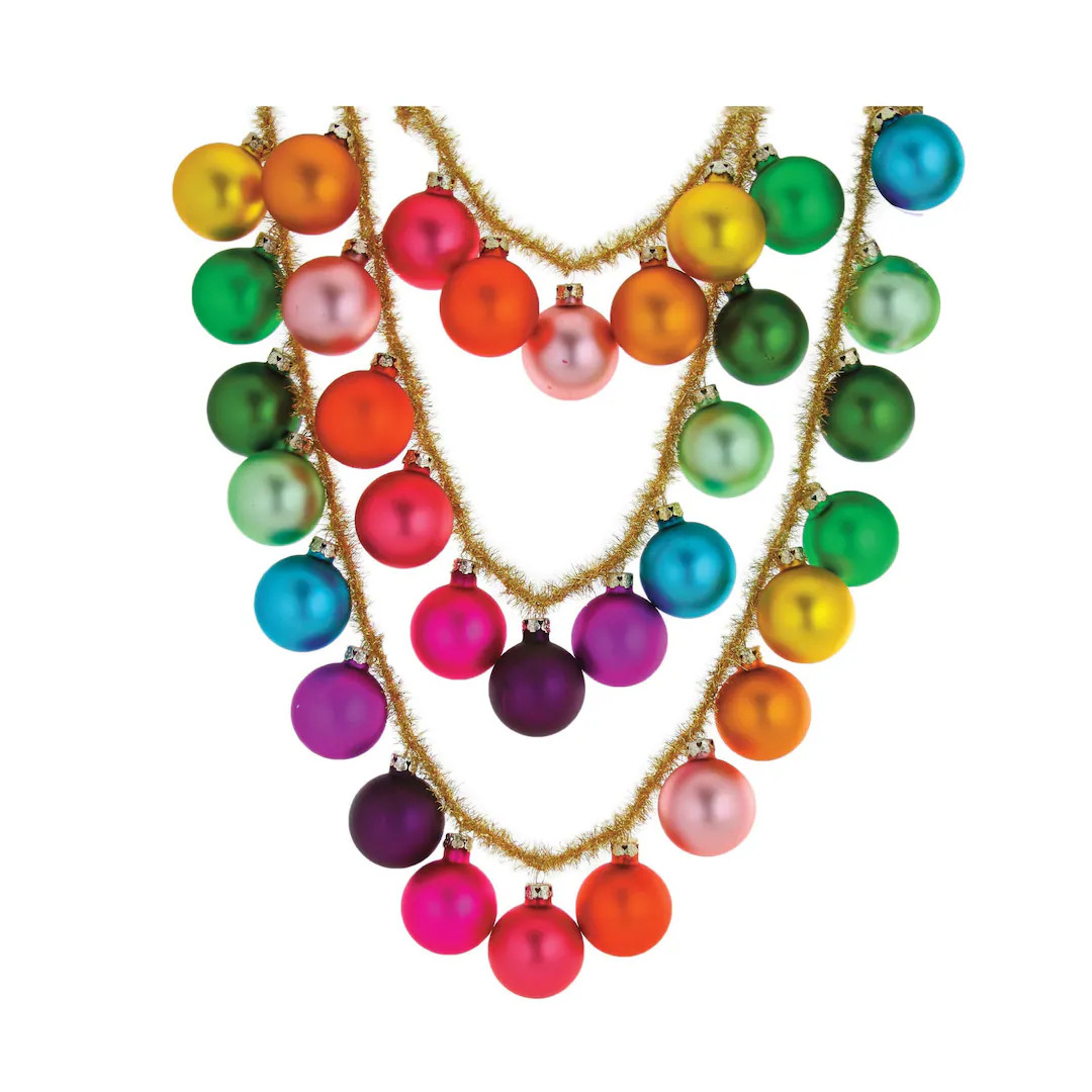 Glass Ball and Gold Tinsel Garland, 7-ft Christmas Swag Decoration, Cody Foster and Co - Etsy | Etsy (US)