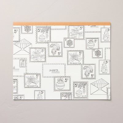 24ct Vintage Christmas Stamp Disposable Paper Coloring Placemats Black/White - Hearth & Hand™ w... | Target