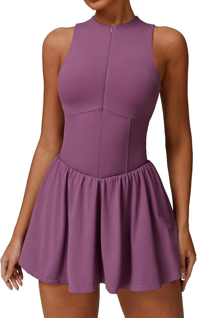 Women’s 2-in-1 Tennis Dress with Built-in Shorts,Elastic Breathable Workout Dress for Fitness A... | Amazon (US)