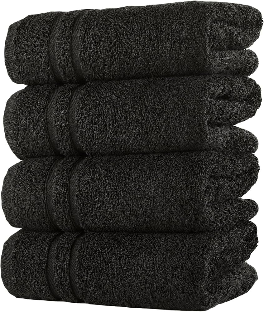 Hawmam Linen Black Hand Towels 4 Pack Turkish Cotton Premium Quality Soft and Absorbent Small Tow... | Amazon (US)