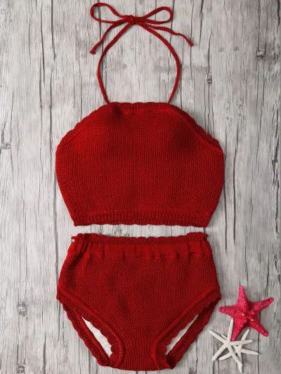 Halter Crochet High Waisted Bikini | ZAFUL (Global)