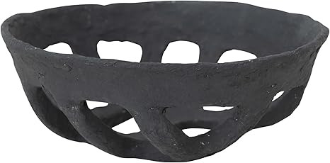 Creative Co-Op Handmade Paper Mache Basket, Black Decorative Accents, 13" L x 13" W x 5" H | Amazon (US)
