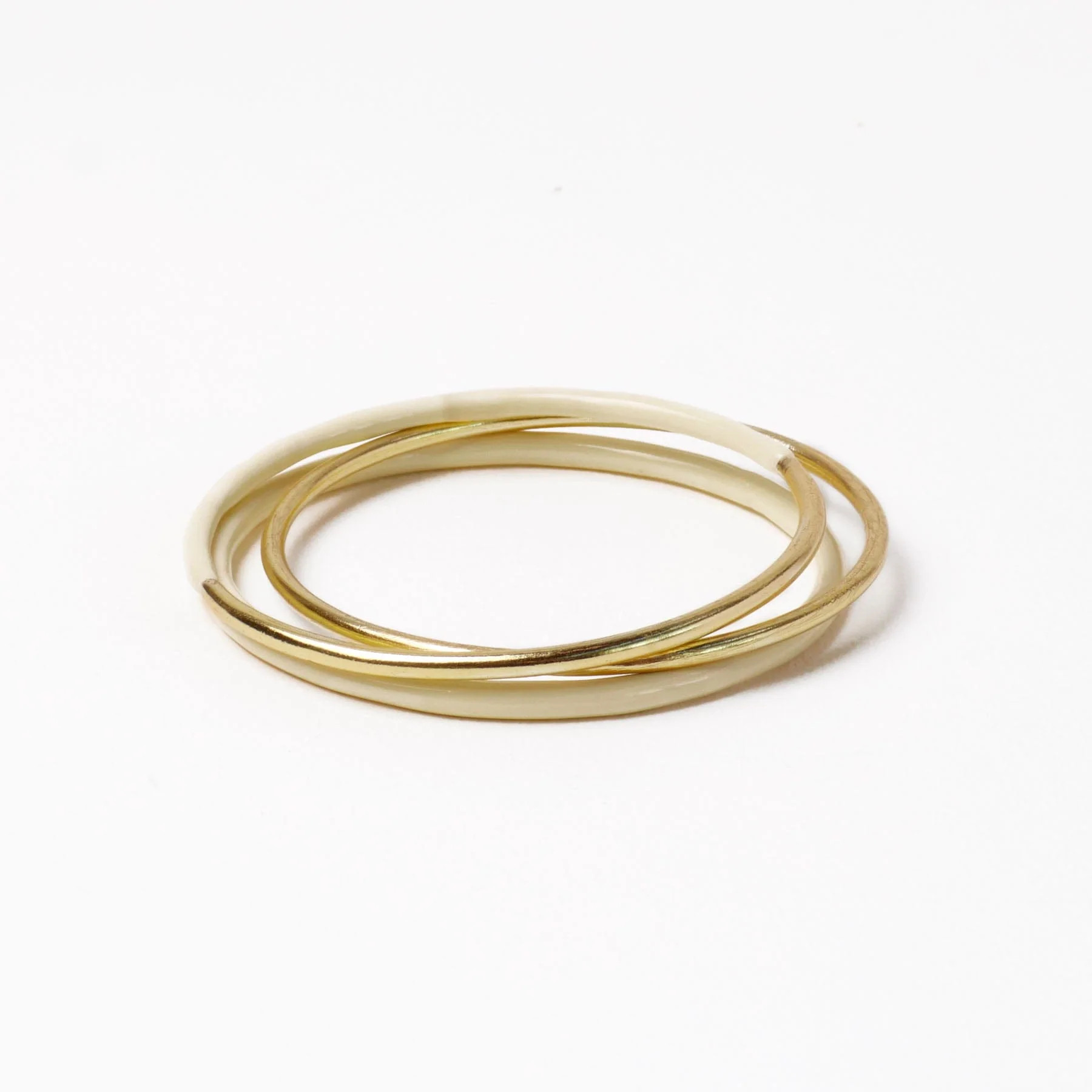 Diane Bangles Set of 3 Ivory Enamel + Brass | INK+ALLOY