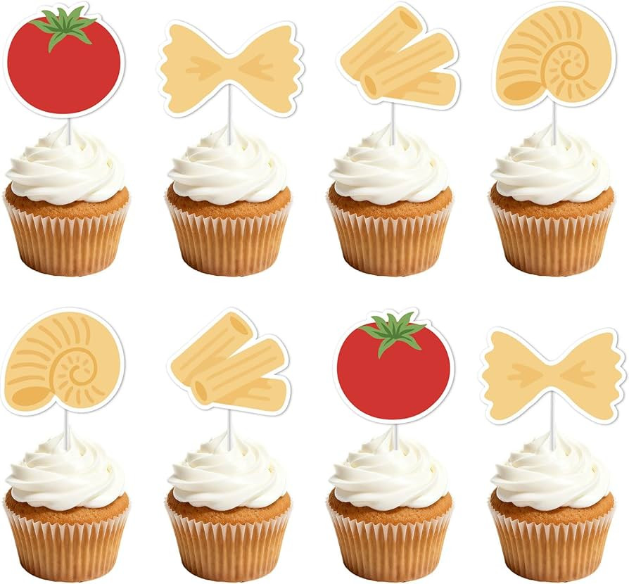 36Pcs That’s Amore Cupcake Toppers, Italian Noodle Tomato Cupcake Picks Pasta Pizza Theme Cake ... | Amazon (US)