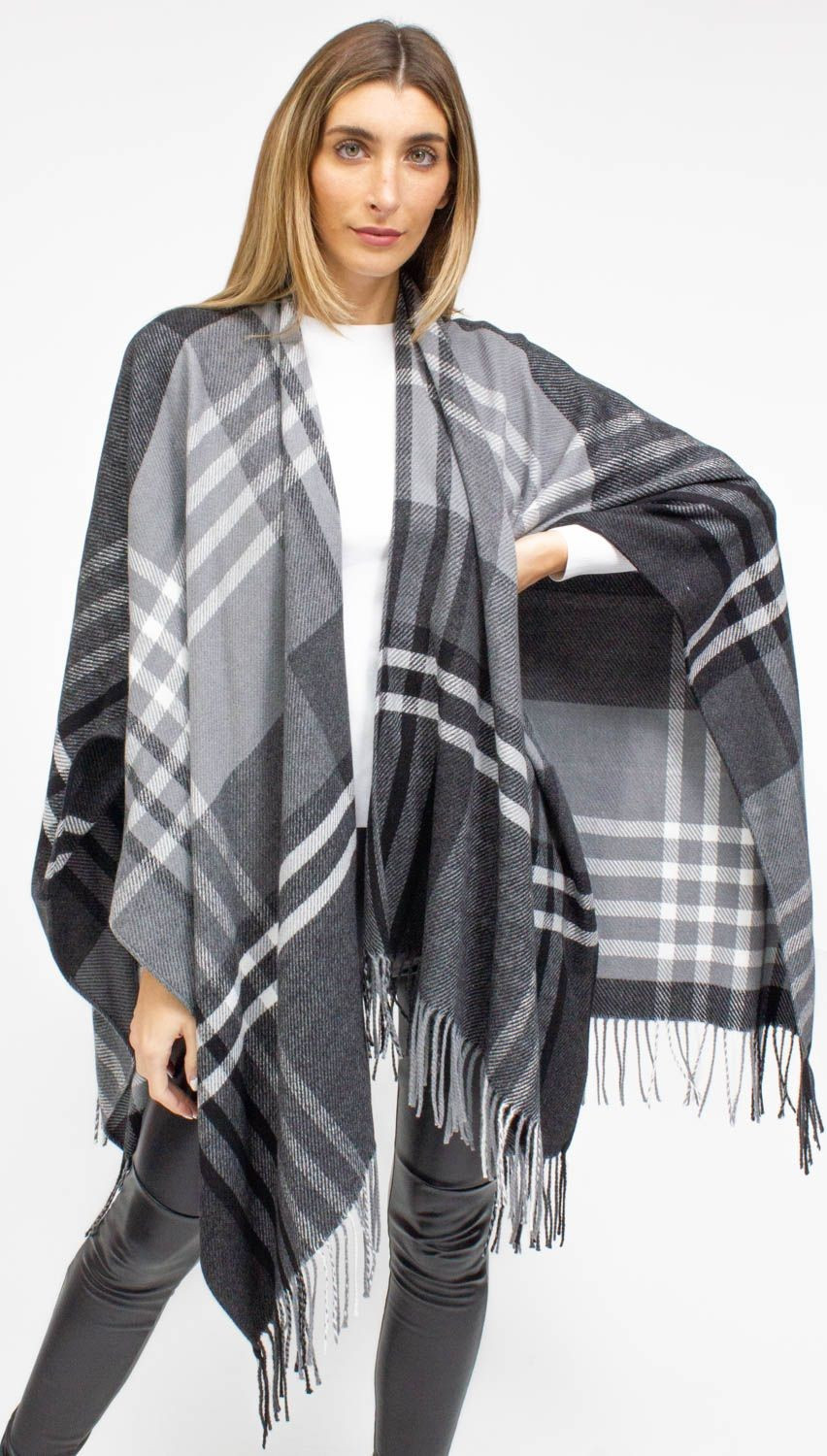 So Soft Oversized Plaid Ruana With Fringe | Dressbarn