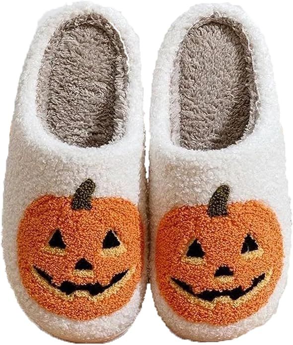 Unisex Halloween Slippers Spooky Lantern Pumpkin Slippers Cute Cozy Warm Plush Slip-On House Indo... | Amazon (US)