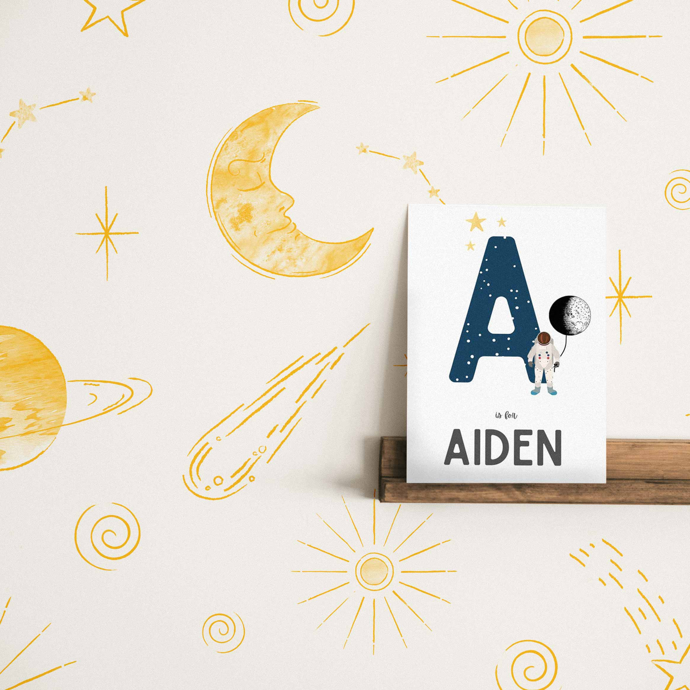 Vintage space themed kids room wallpaper | Livettes Wallpaper