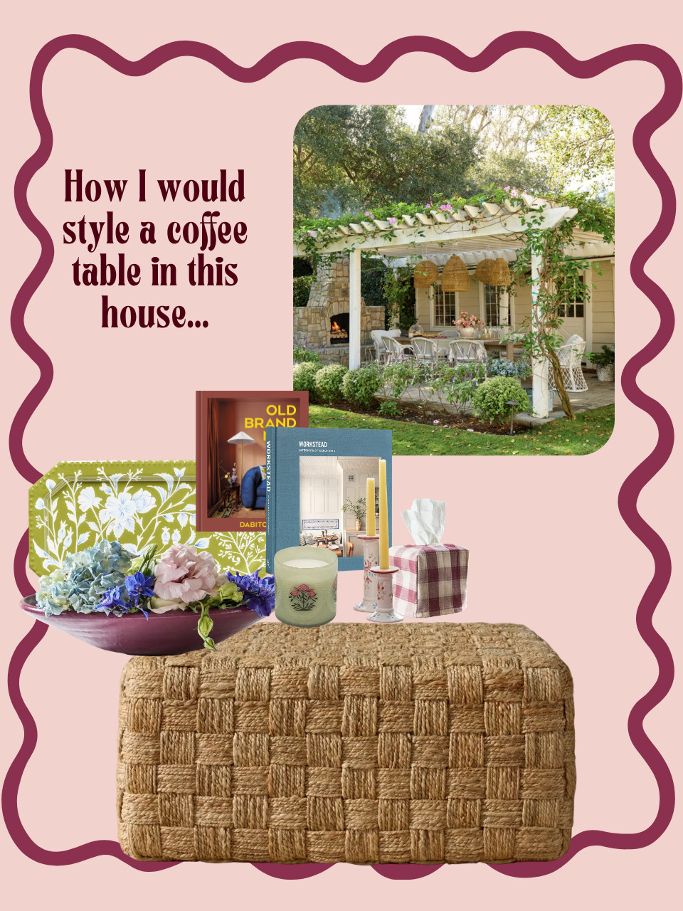 Eclectic coffee table styling Inspo! 

 