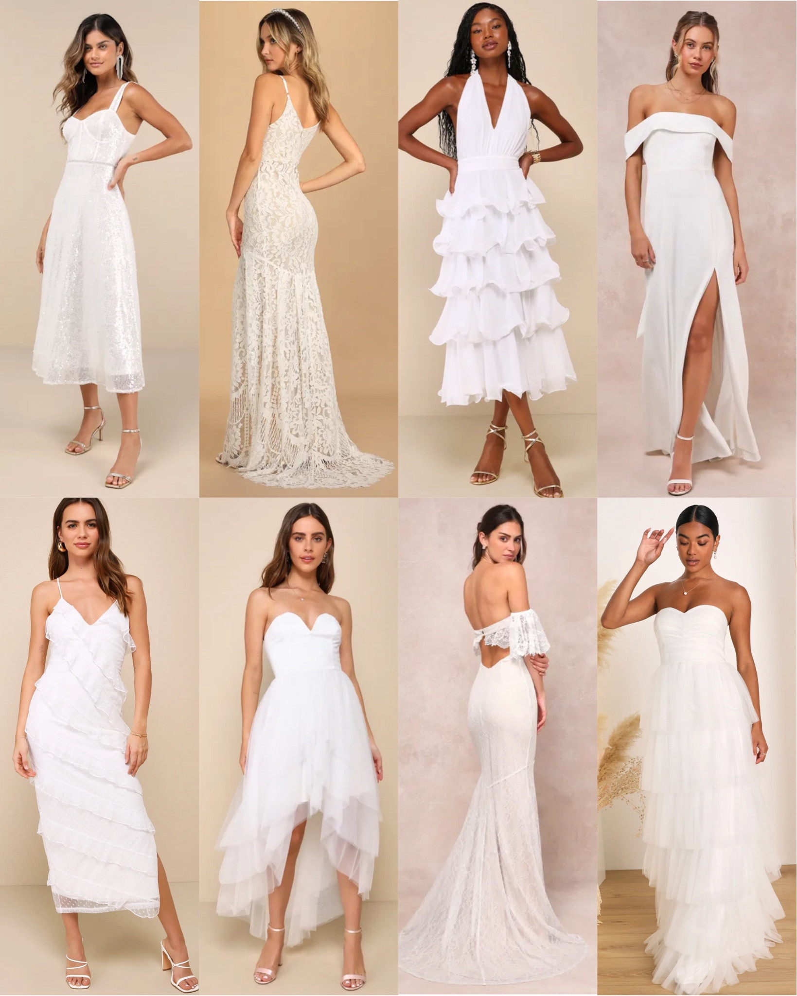 Under $50 wedding and bridal dresses. All of these white dresses are beautiful and could work for other occasions like showers, photo shoots, engagement party, honeymoon, rehearsal dinner…sizes going fast. 

#LTKFindsUnder50 #LTKFallSale #LTKWedding