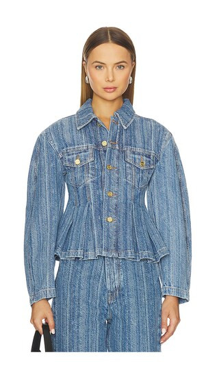 Favorite Structured Denim Fitted Jacket in Mid Blue Stone

              
    
        
        
... | Revolve Clothing (Global)