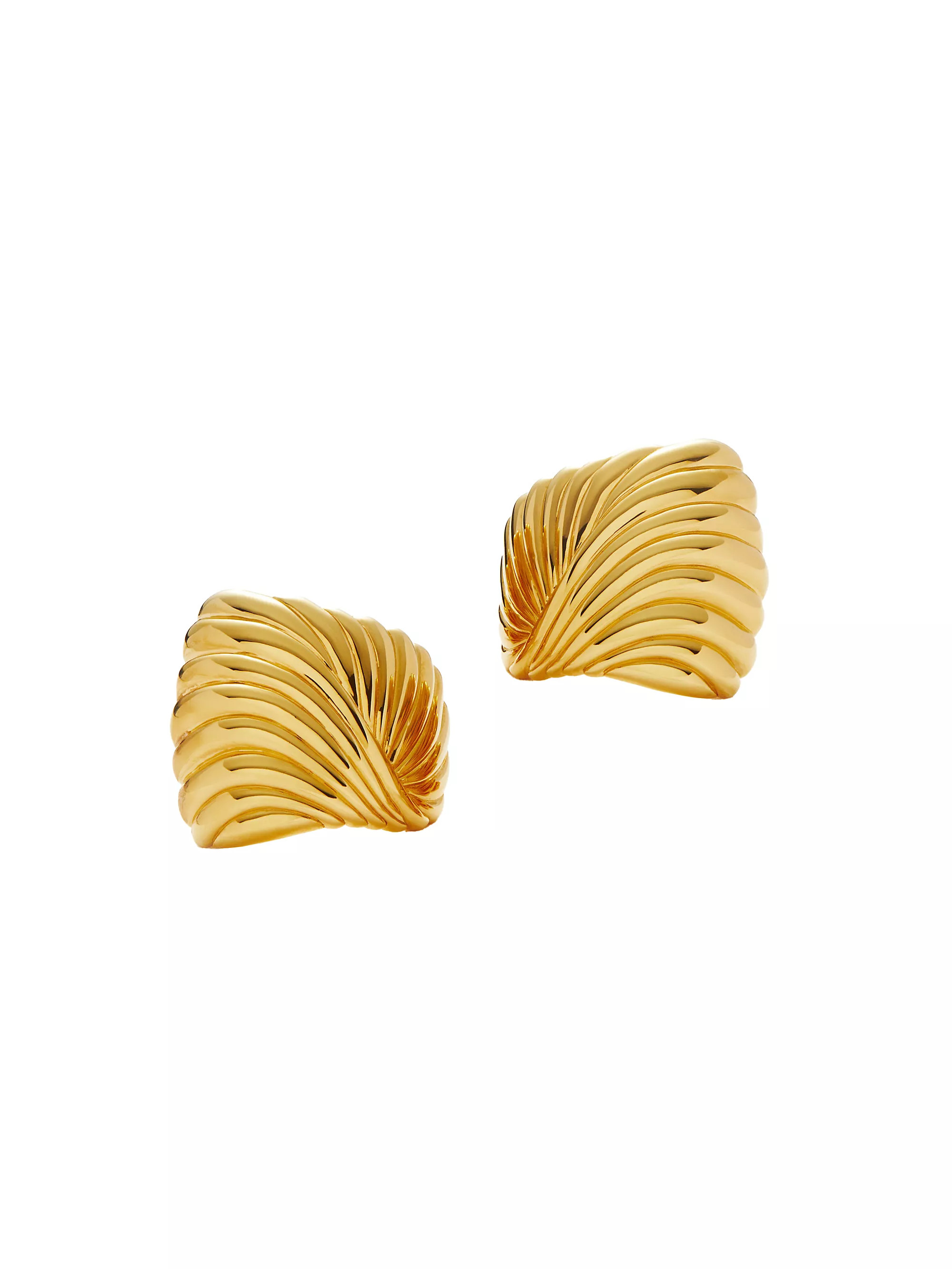 18K-Gold-Plated Ridged Stud Earrings | Saks Fifth Avenue
