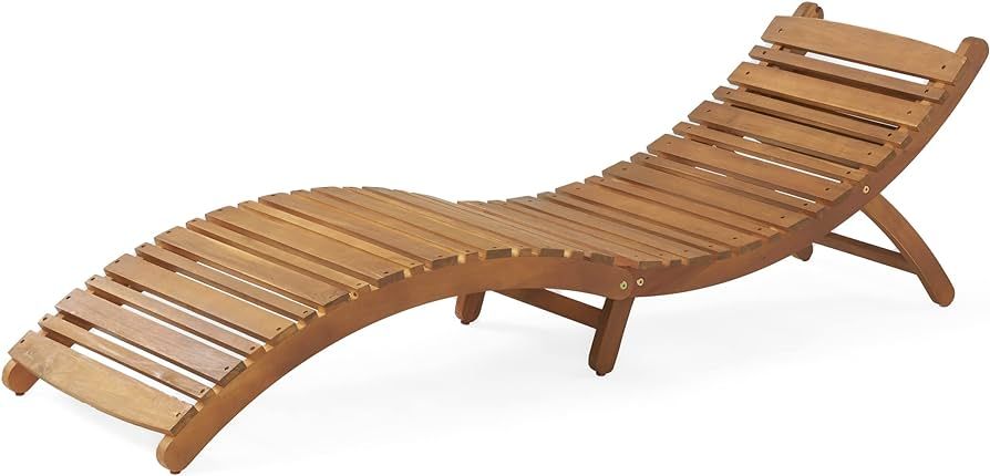 Christopher Knight Home Lahaina Wood Outdoor Chaise Lounge, Natural Yellow | Amazon (US)