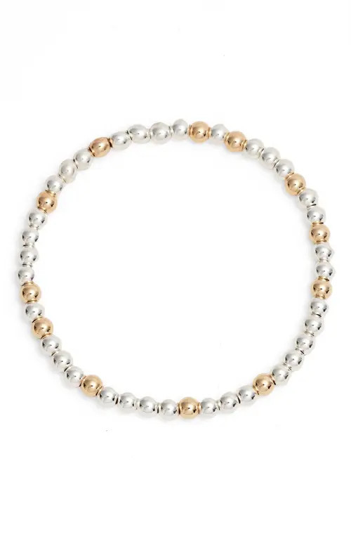 Nashelle Mixed Metal Bead Stretch Bracelet in Sterling Silver at Nordstrom | Nordstrom