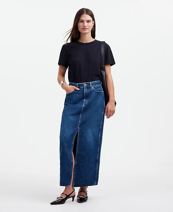 Denim Front-Slit Midi Skirt in Kincord Wash | Madewell | Madewell