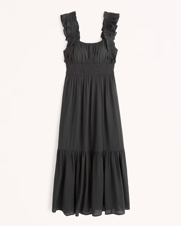 Ruffle Strap Textured Maxi Dress | Abercrombie & Fitch (US)