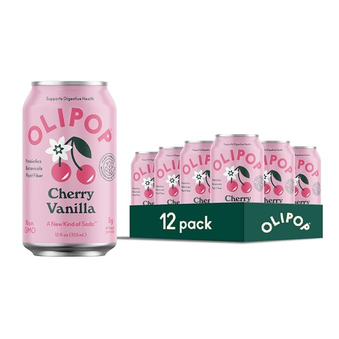 OLIPOP Prebiotic Soda Pop, Cherry Vanilla, A New Kind of Soda Packed with Prebiotics, Fiber, and ... | Amazon (US)
