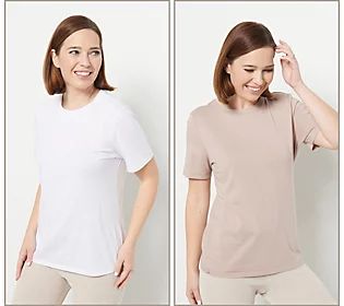 Barefoot Dreams Malibu Collection Set of 2 Short Sleeve Tees - QVC.com | QVC