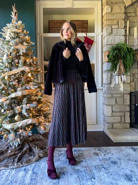 Holiday dressy festive style for ballet, theater, or performance with glitter skirt and fur jacket 

#LTKstyletip #LTKparties #LTKHoliday