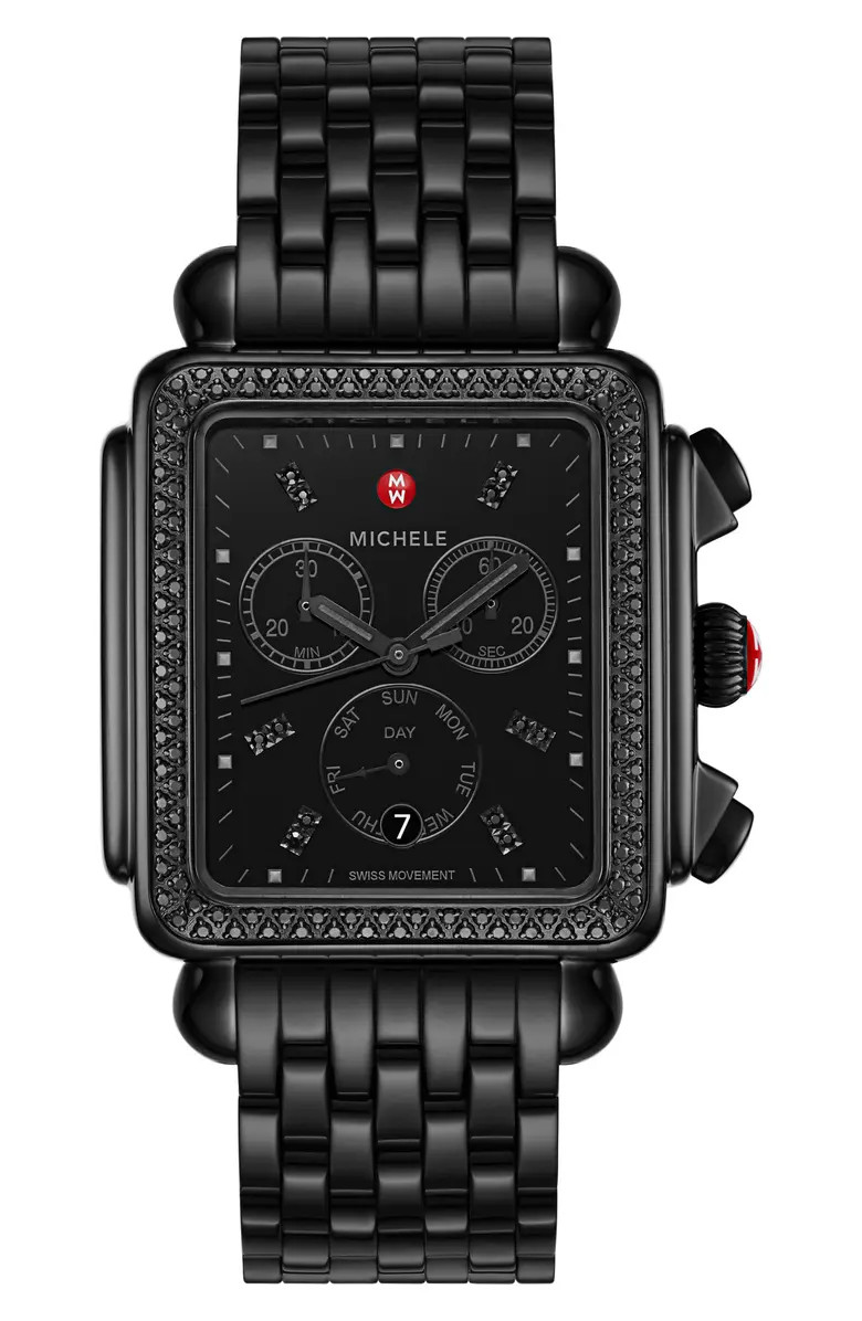 Deco XL Pavé Diamond Chronograph Watch Head & Bracelet, 20mm | Nordstrom