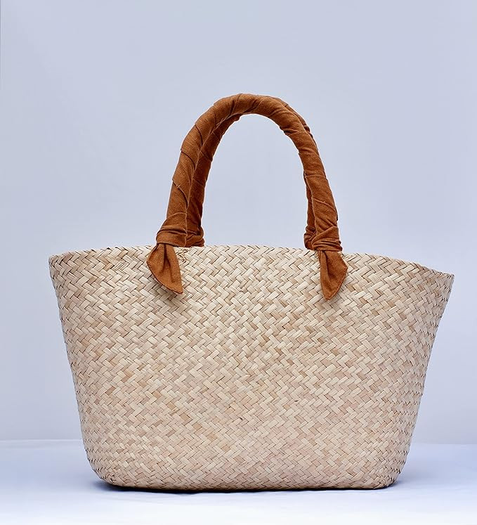 Urban Jungle Décor, Handmade Sustainable Straw Tote Bag, French/Moroccan Market Bag, Beach Bag f... | Amazon (US)