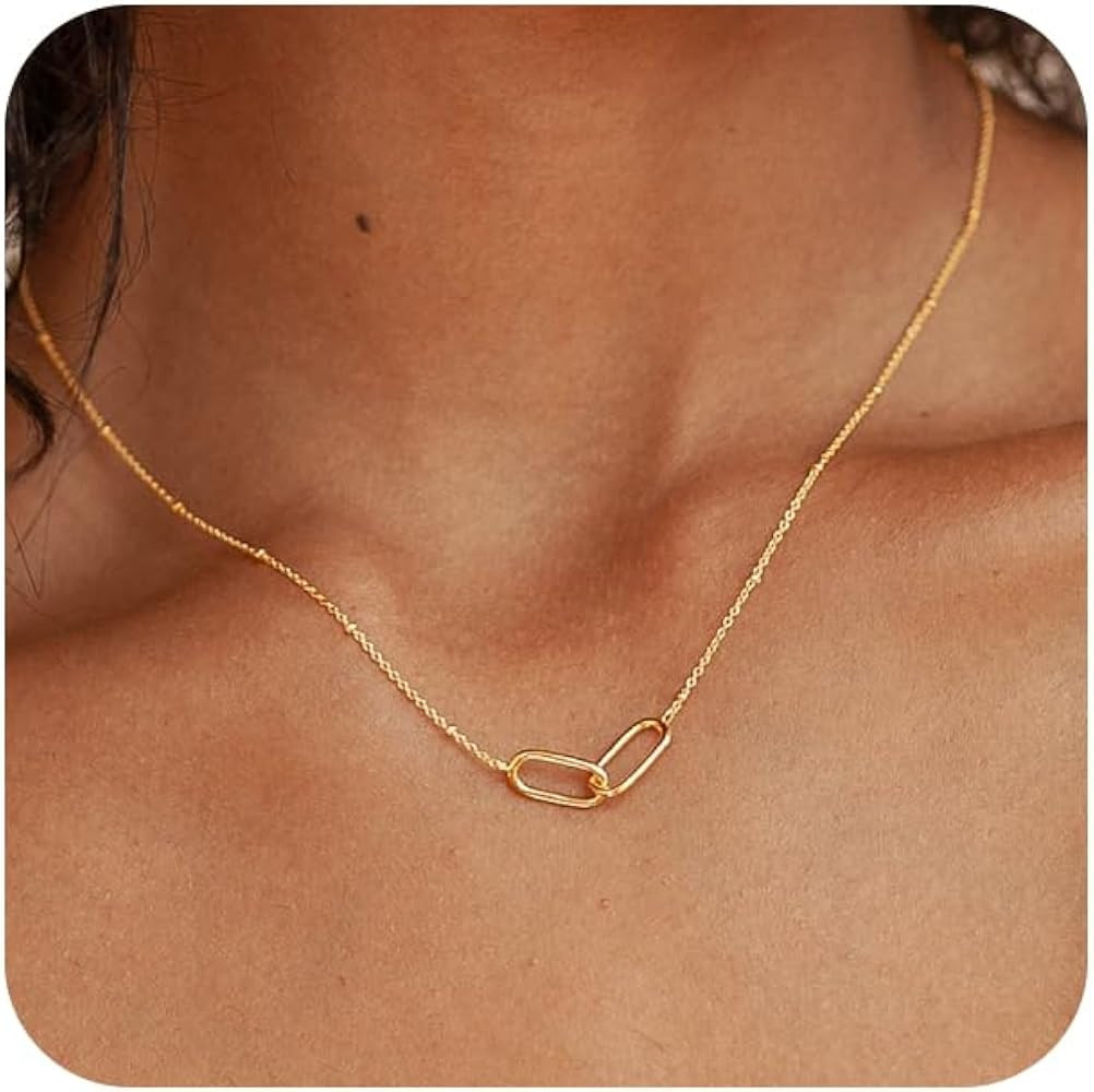 TOBENY Gold Necklace for Women Trendy Diamond Paperclip Silver Chain | Amazon (US)