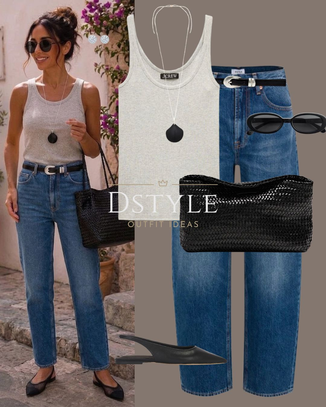 A classic ribbed tank paired with the perfect barrel-leg denim. This woven clutch and sleek slingback flats add the best texture to a simple look! 

#denimlook #casualstyle #everydayoutfit #streetstyle 

 #LTKootd