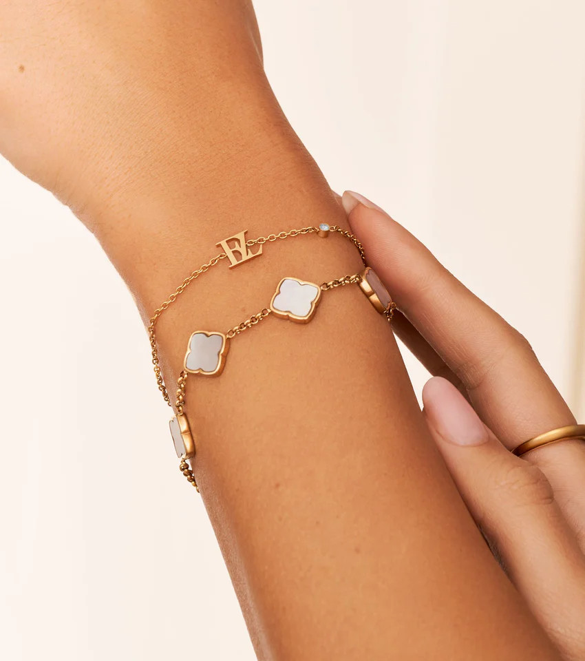 Mini Double Initial Bracelet (Gold) | Abbott Lyon