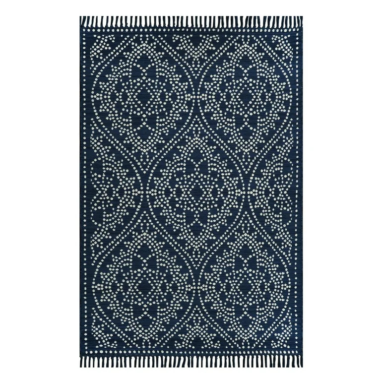 Better Homes & Gardens Navy Color Jeweled Medallion Woven Outdoor Rug, 5' x 7' | Walmart (US)