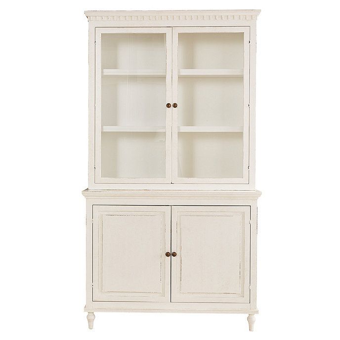 Ingrid 2 Door Gustavian Style Sideboard & Glass Door Hutch in Whitewash | Ballard Designs, Inc.