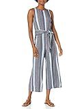 A. Byer Women's Tie Front Sleeveless Jumpsuit, Stripe, Medium | Amazon (US)