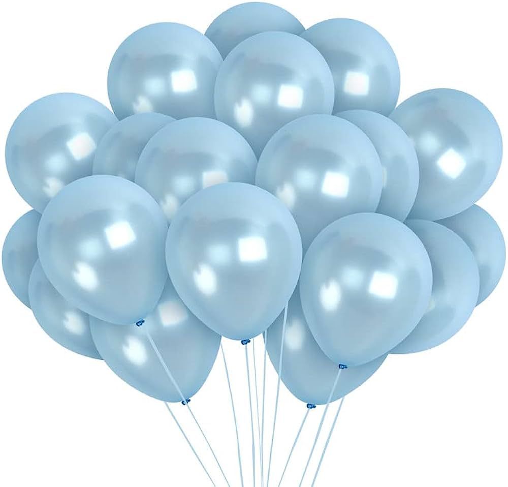 Treasures Gifted Metallic Light Blue Balloons - Baby Blue Balloons, Pastel Blue Balloons 12 Inch ... | Amazon (US)