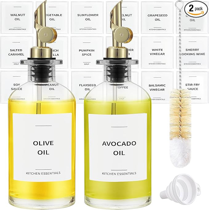 Olive Oil Dispenser Bottle - Elegant & Classy Glass Cooking Oil Bottles for Kitchen, Cruet with P... | Amazon (US)