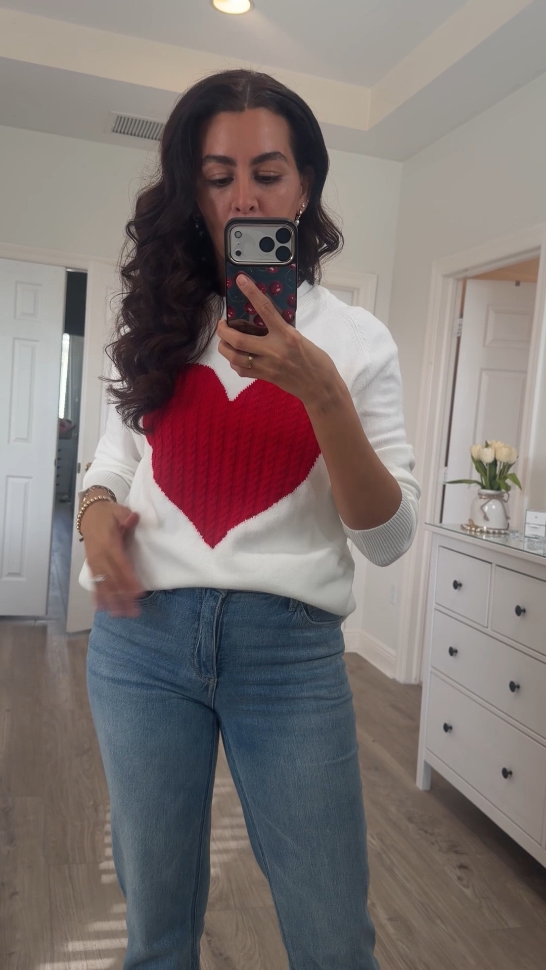 Size S in sweater. Size 0 in jeans. Shoes are tts. 9

#LTKNYFW #LTKValentine #LTKOver40