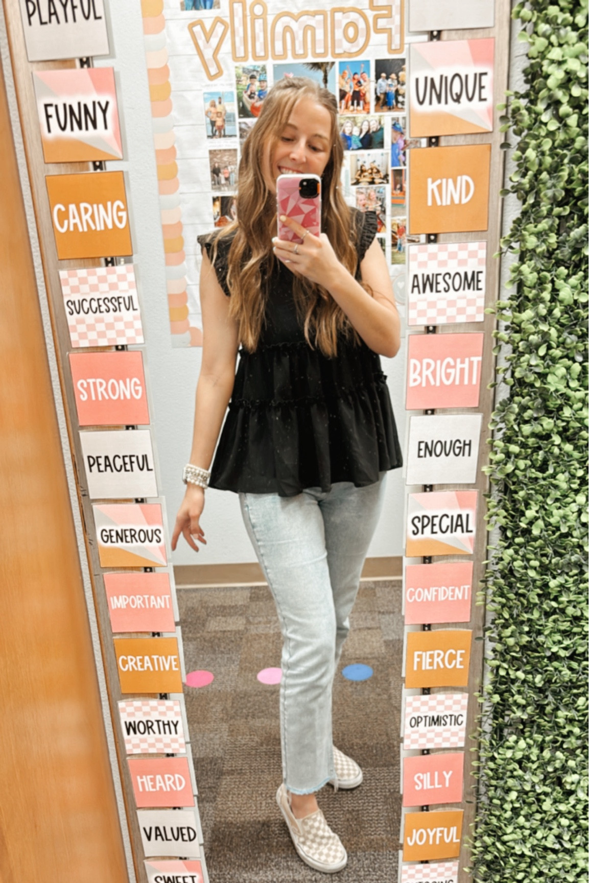 Spring Teacher Style

Spring outfit  spring fashion  teacher style  teacher fashion  jeans  black butterfly sleeve top  slip on vans  Apple Watch band 

#LTKfindsunder100 #LTKSeasonal #LTKstyletip