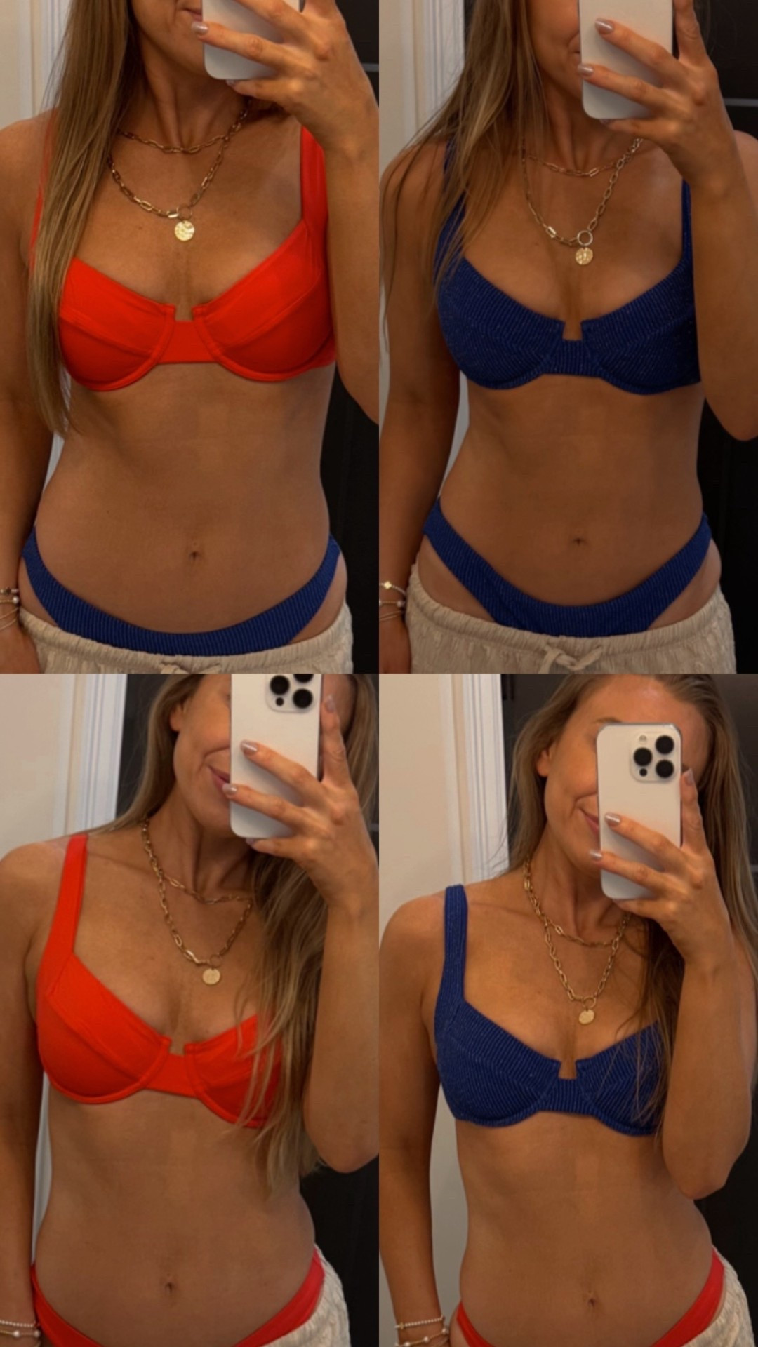 The best bikinis. Blue-small top, medium bottom (the sparkly ones stretch). Red-medium in top and bottom (TTS) #ltkswim #ad

#LTKootd #LTKSwim