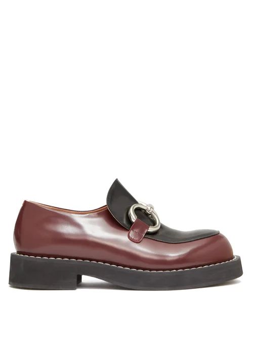 Marni - Ring-buckle Leather Loafers - Womens - Black Burgundy | Matches (US)